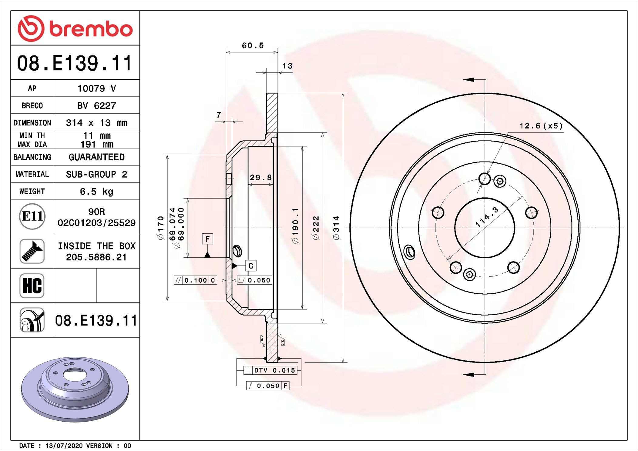 08E13911 Brembo Дискові гальма