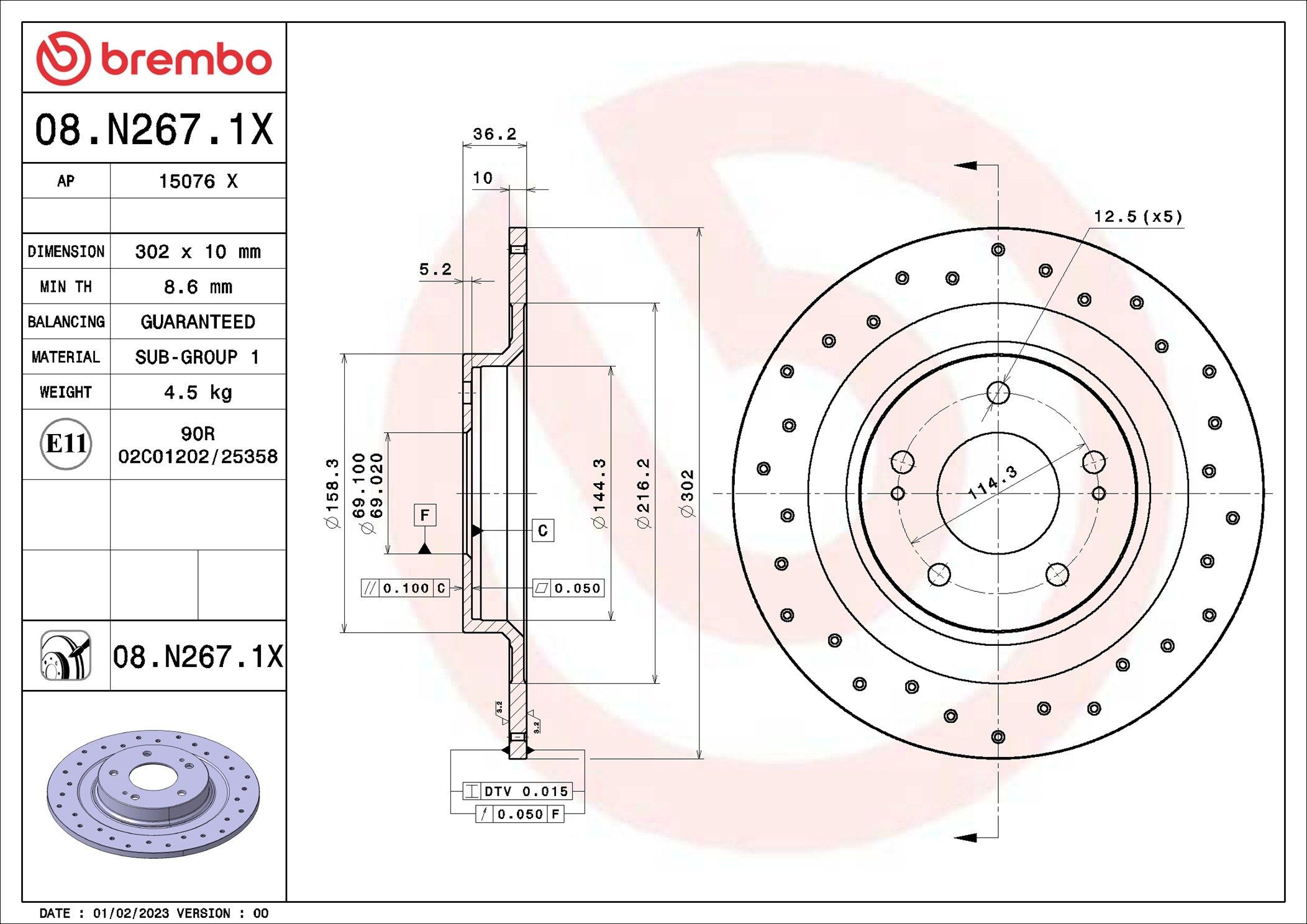 Диск гальмівний задній Brembo 08N2671X