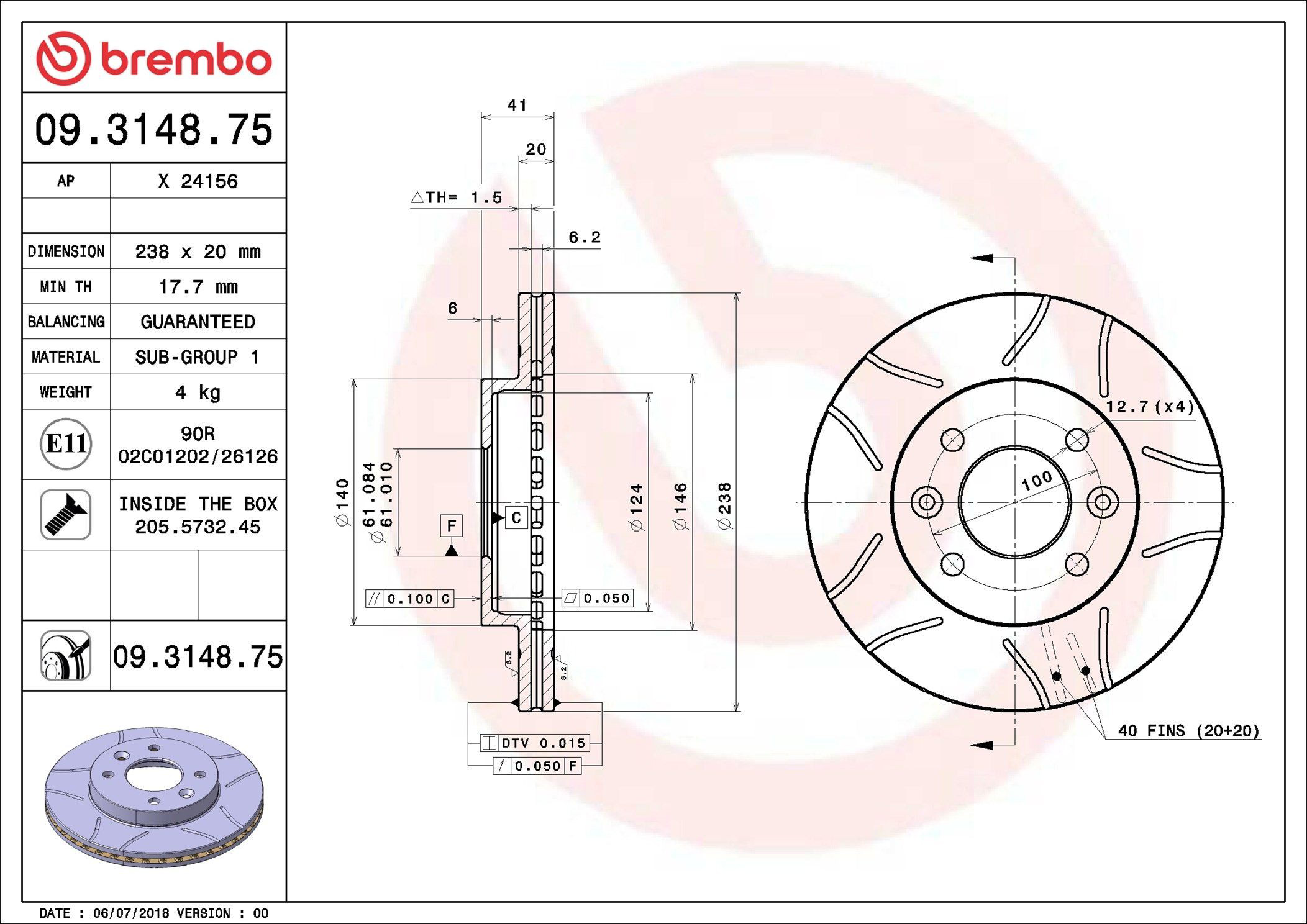 Купити 09314875 Brembo Ротор гальмівний