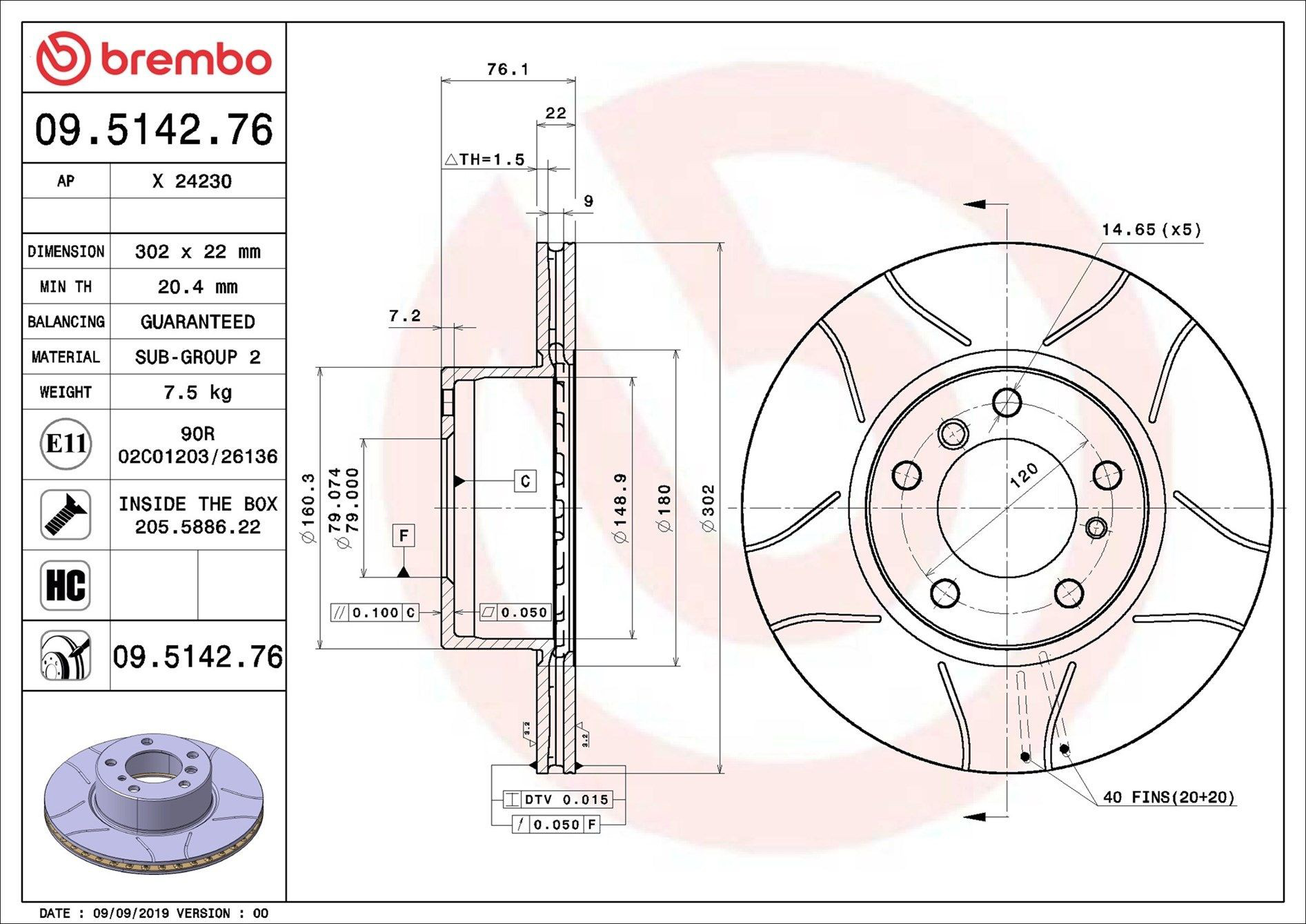 Гальмівні диски передні 09514276 Brembo