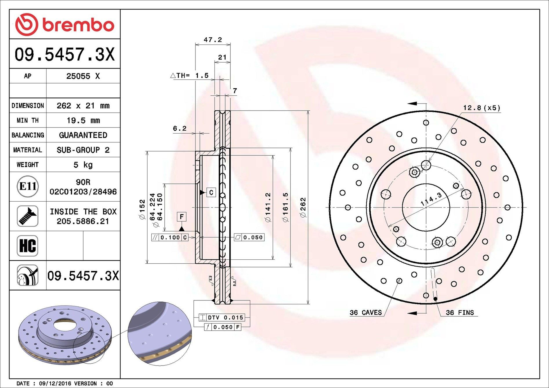 Купити 0954573X Brembo Ротор гальмівний