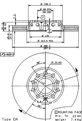 Купити 09574521 Brembo Ротор гальмівний