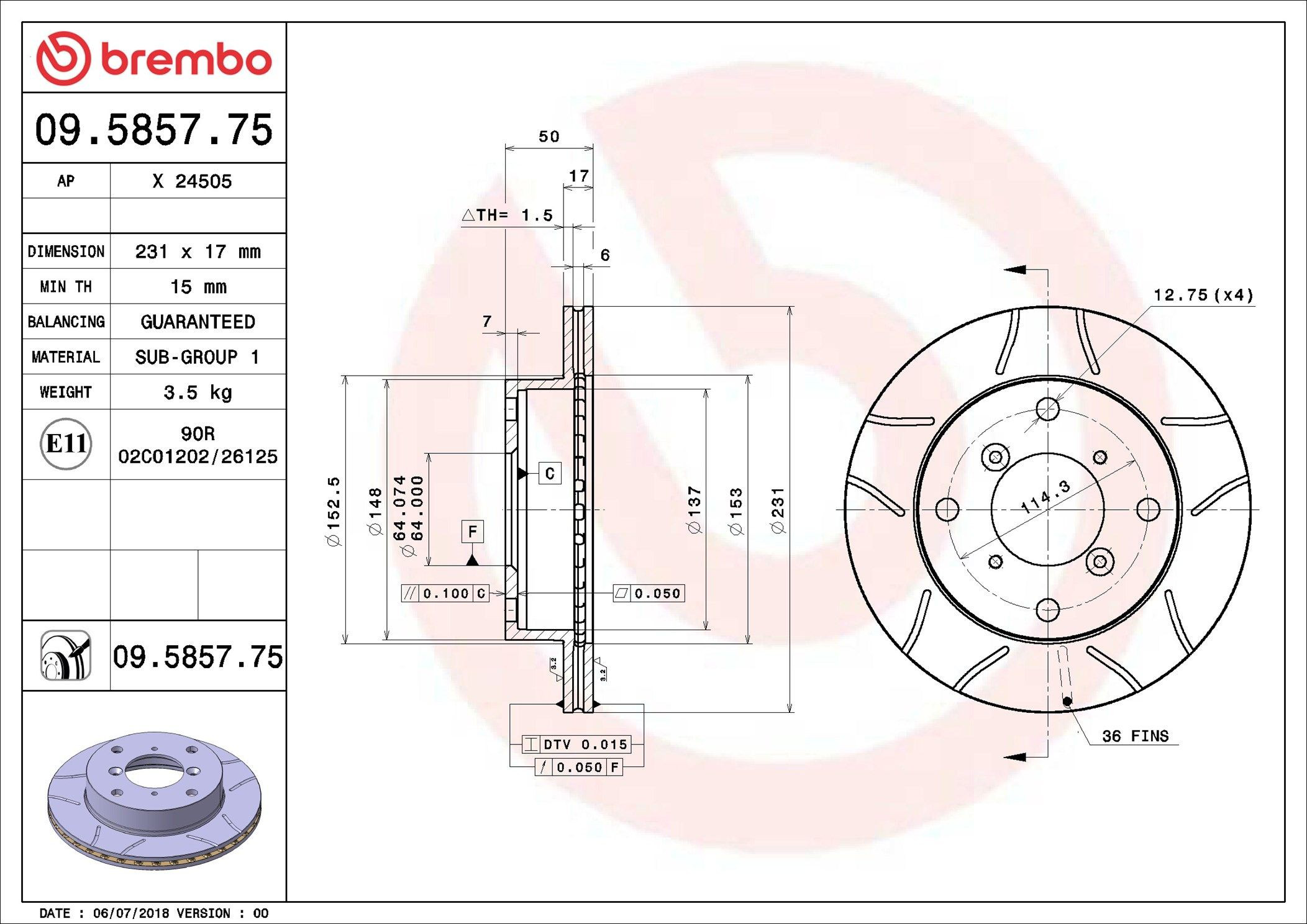 Диск переднього гальма Brembo 09585775 ціна, від 26.40 USD