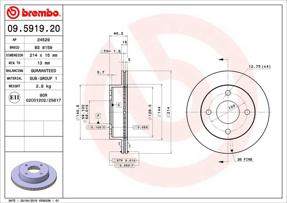 Диск переднього гальма Nissan/Infiniti 4320253A00 ціна, від 16.47 USD