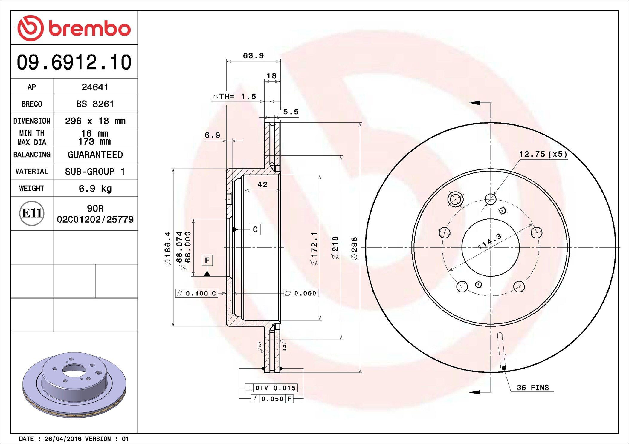 Задні дискові гальма Brembo 09691210 ціна, від 44.18 USD