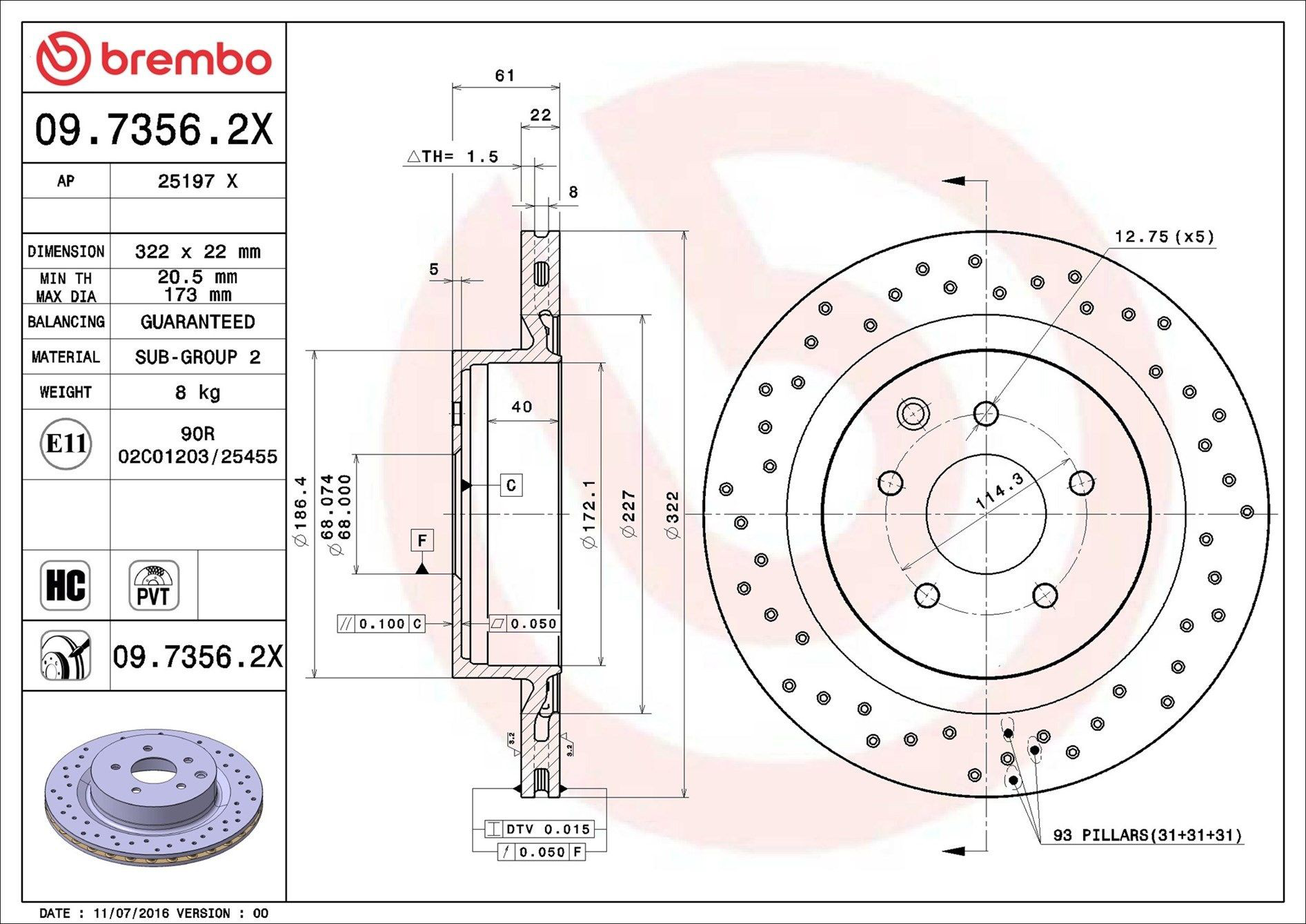 Задні дискові гальма Brembo 0973562X ціна, від 146.65 USD