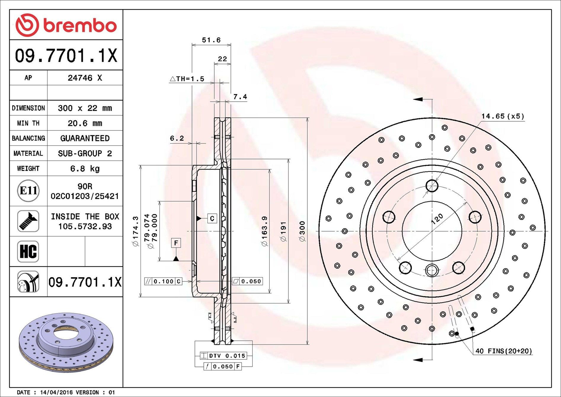Гальмівні диски передні 0977011X Brembo