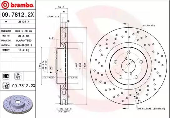 Гальмівні диски передні 0978122X Brembo