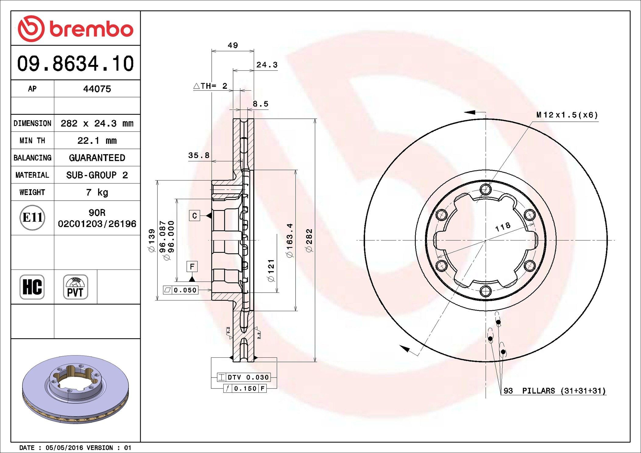 Гальмівні диски передні 09863410 Brembo