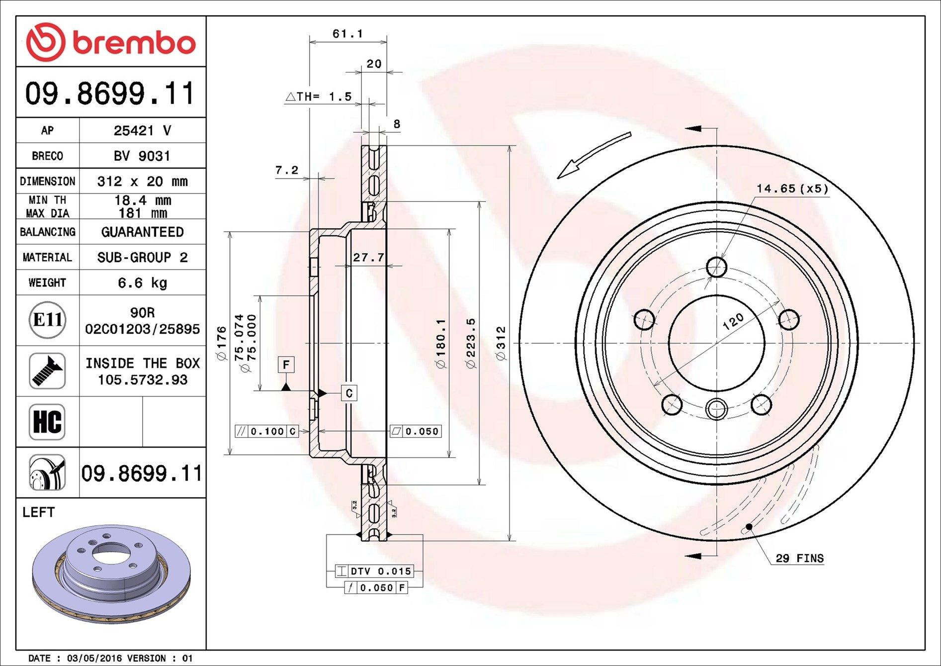 Задні дискові гальма Brembo 09869911 ціна, від 73.13 USD