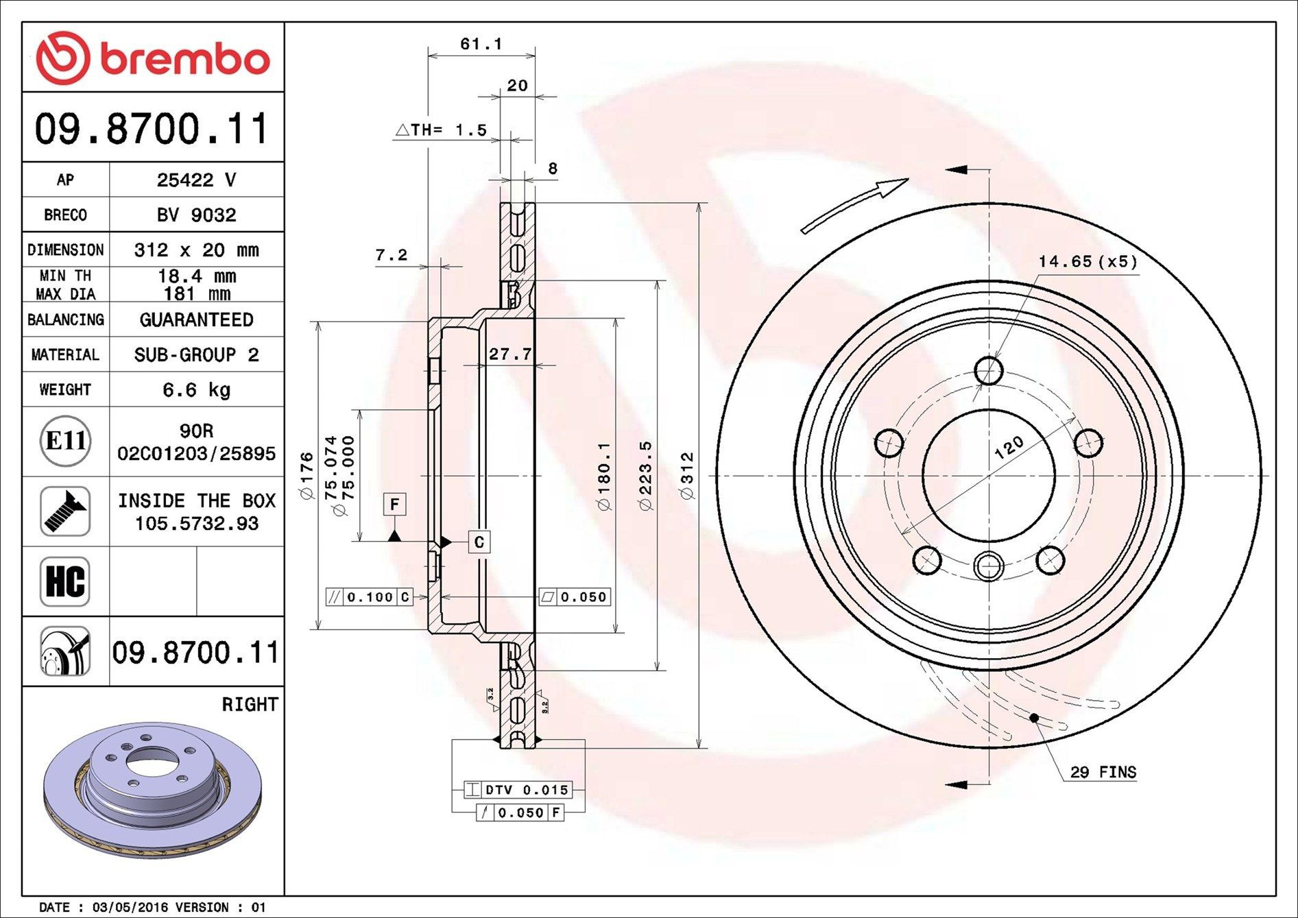 Задні дискові гальма Brembo 09870011 ціна, від 43.04 USD