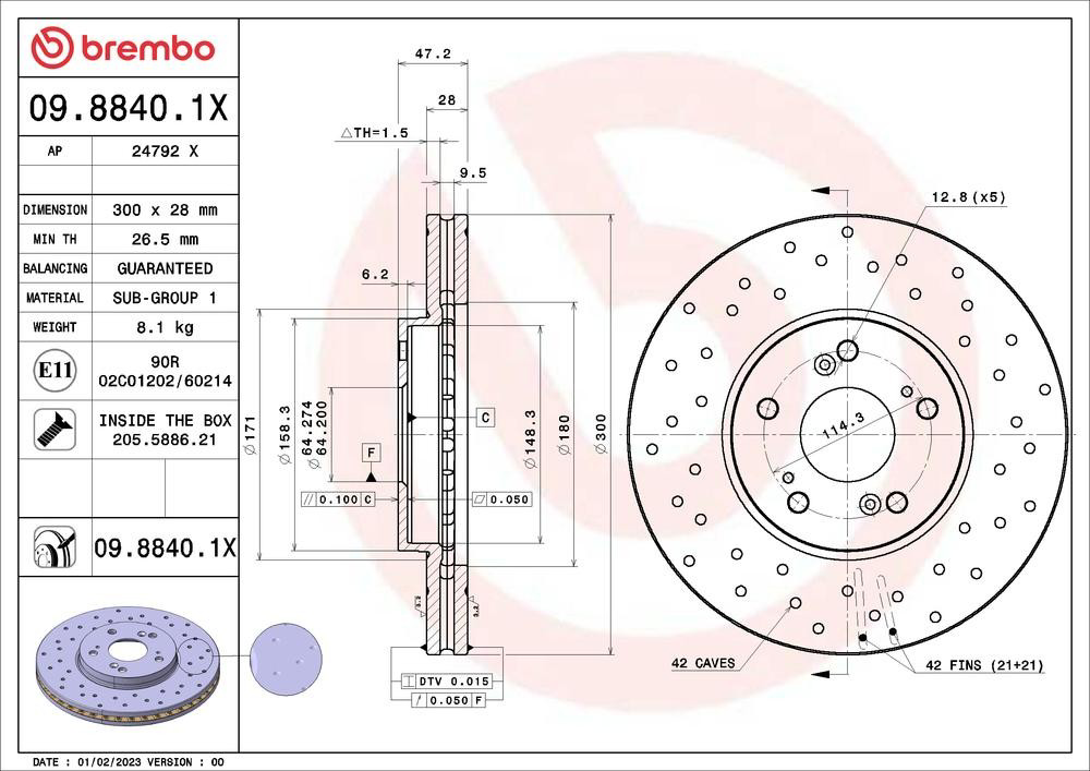 Гальмівні диски передні 0988401X Brembo