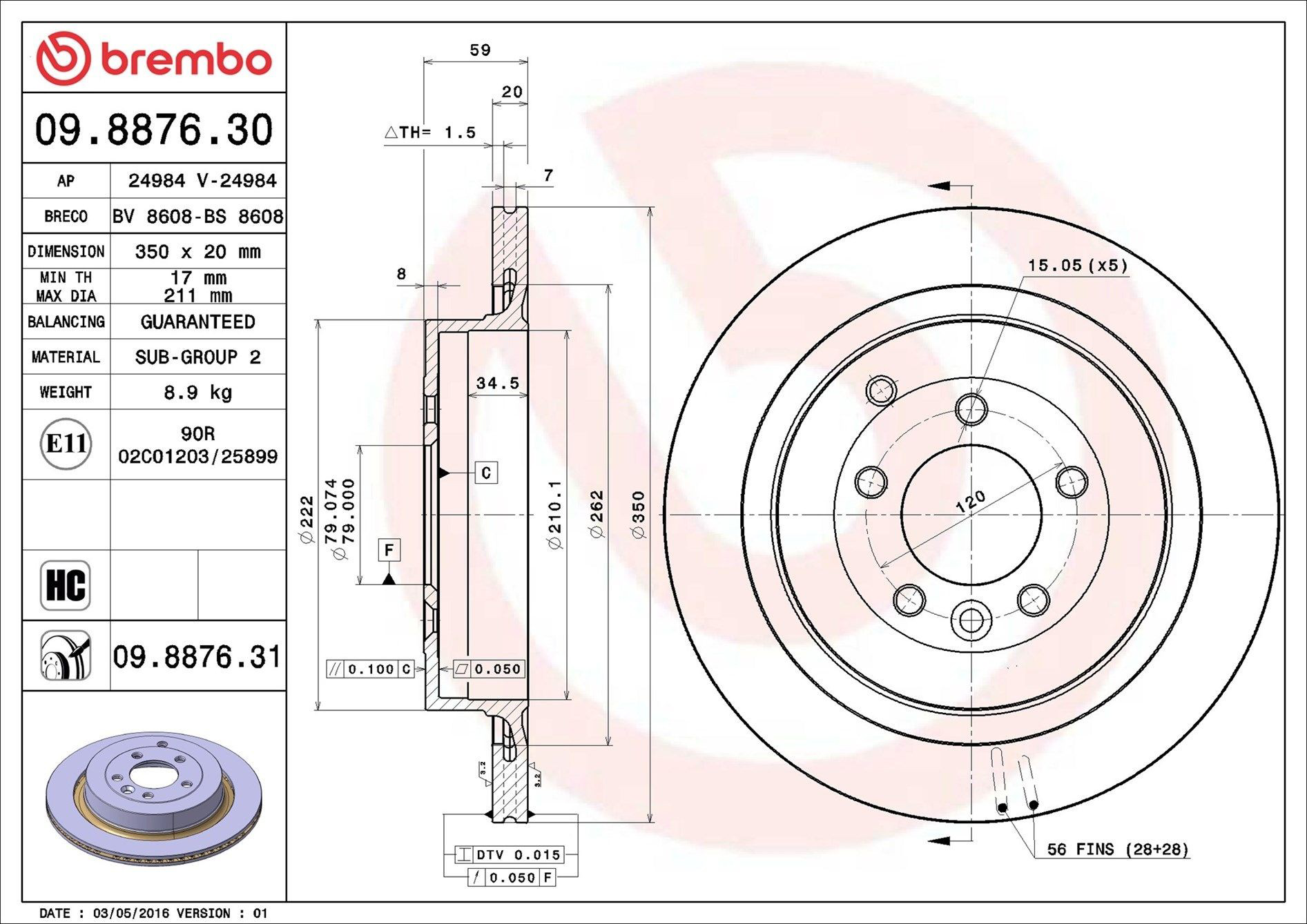 Задні дискові гальма Brembo 09887631 ціна, від 66.74 USD