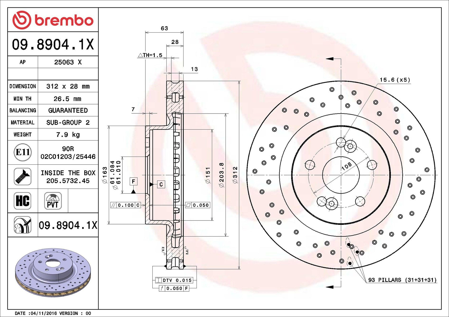 Гальмівні диски передні 0989041X Brembo