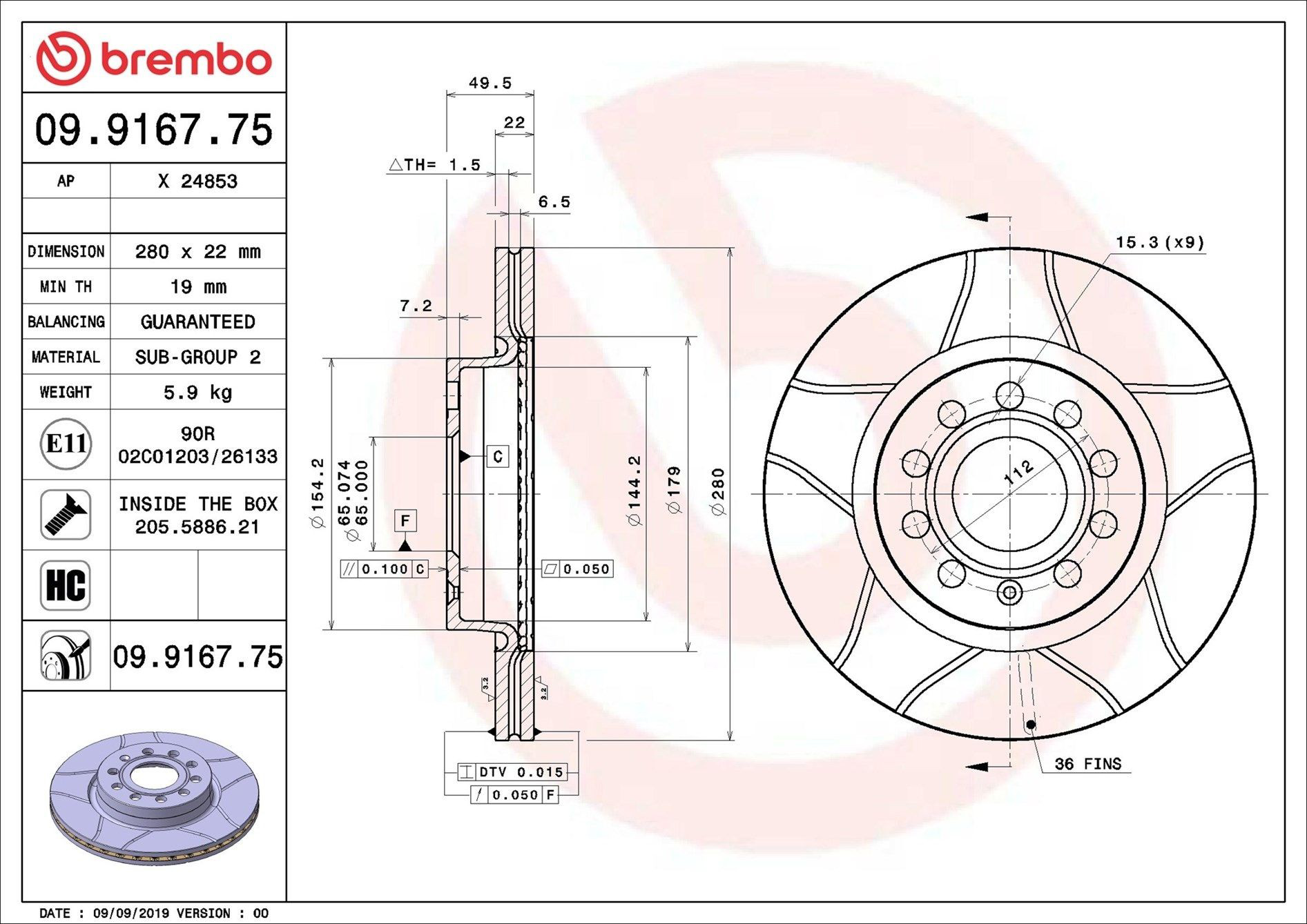 Купити 09916775 Brembo Ротор гальмівний