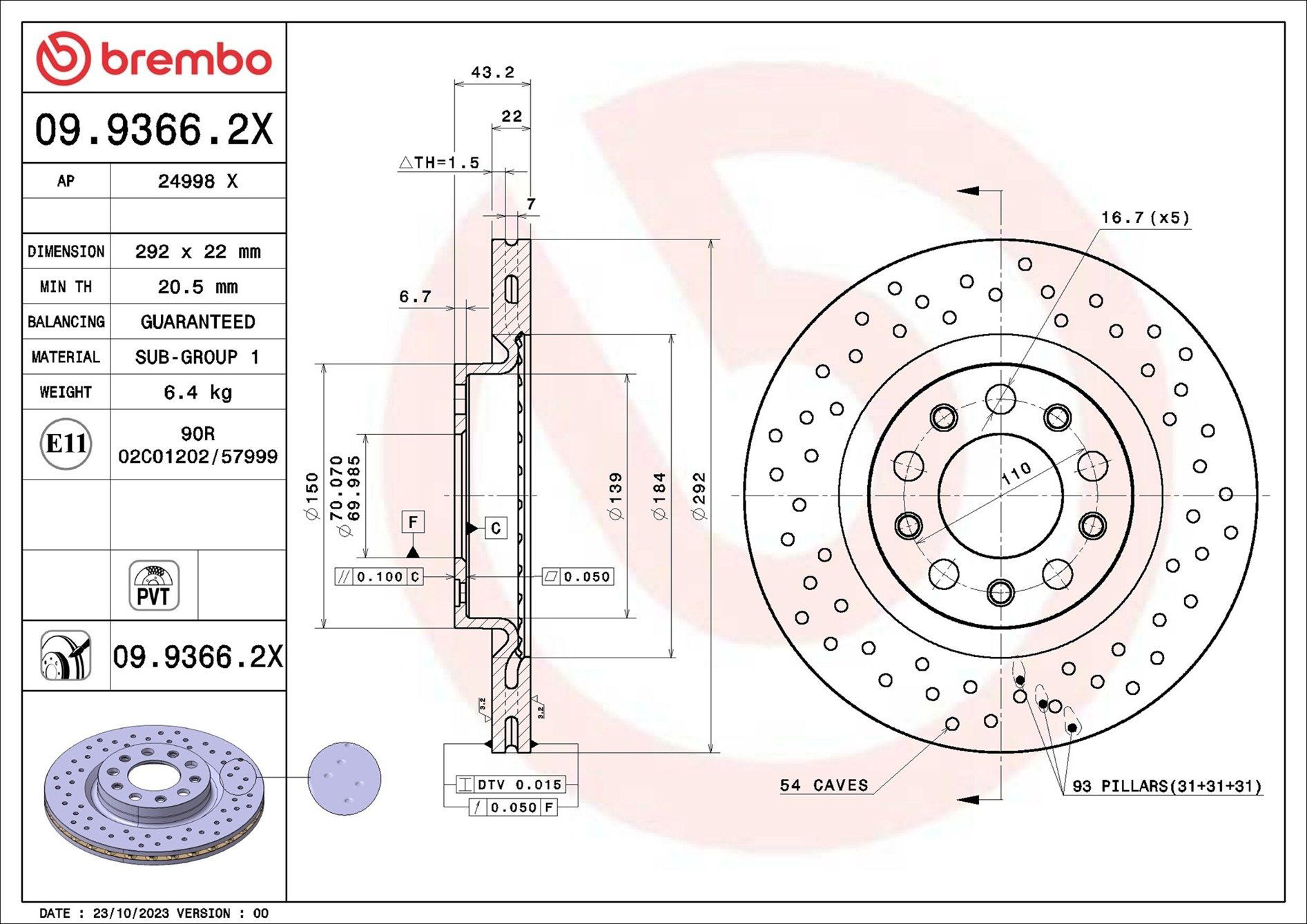 Задні дискові гальма Brembo 0993662X ціна, від 45.08 USD
