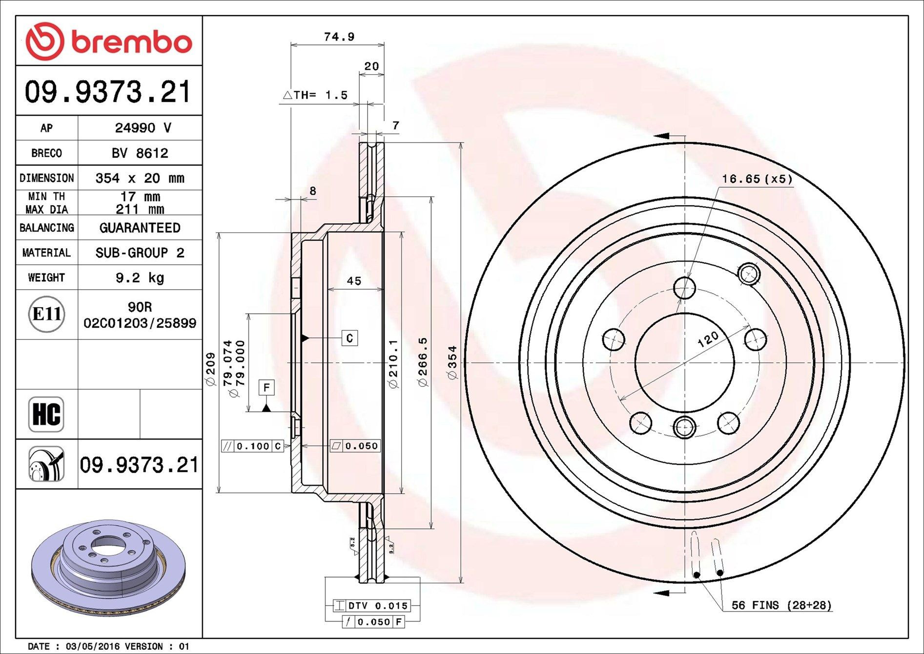Задні дискові гальма Brembo 09937321 ціна, від 67.40 USD