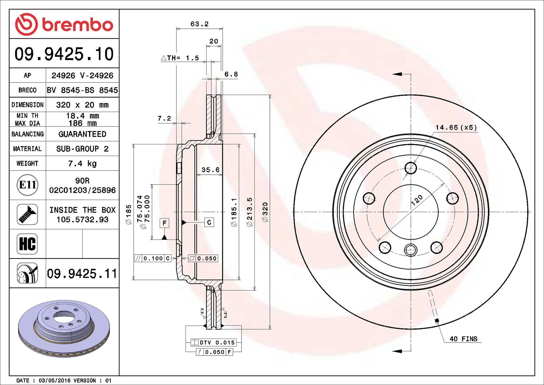 Задні дискові гальма Brembo 09942511 ціна, від 63.19 USD