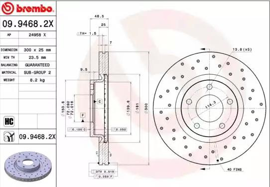 Гальмівні диски передні 0994682X Brembo