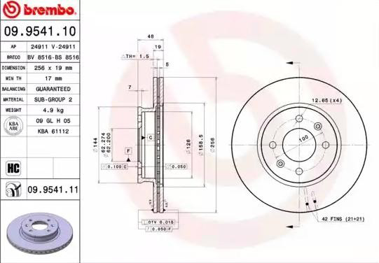 Гальмівні диски передні 09954111 Brembo