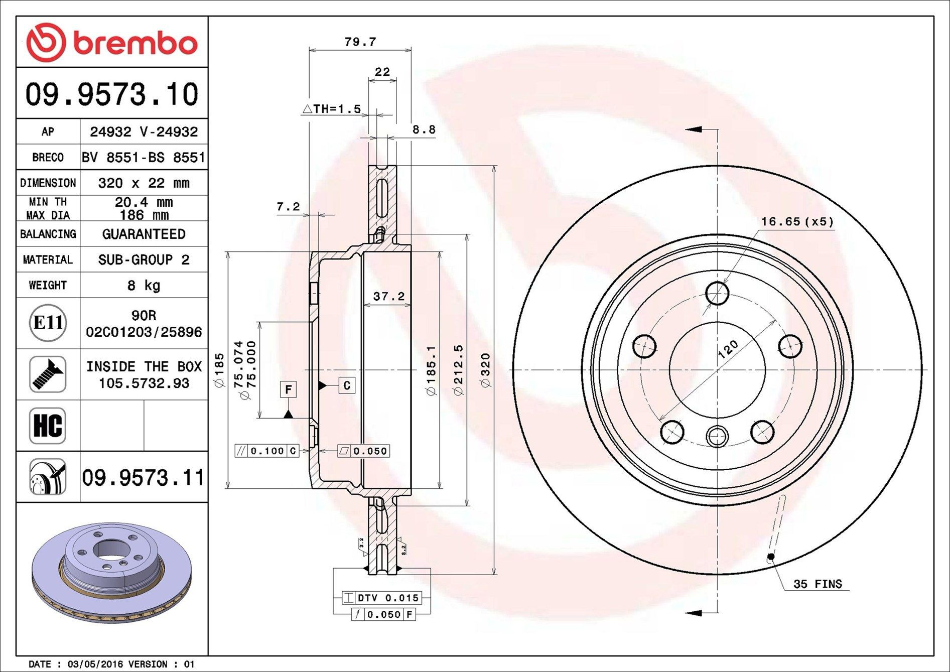 Гальмівні диски 09957311 Brembo