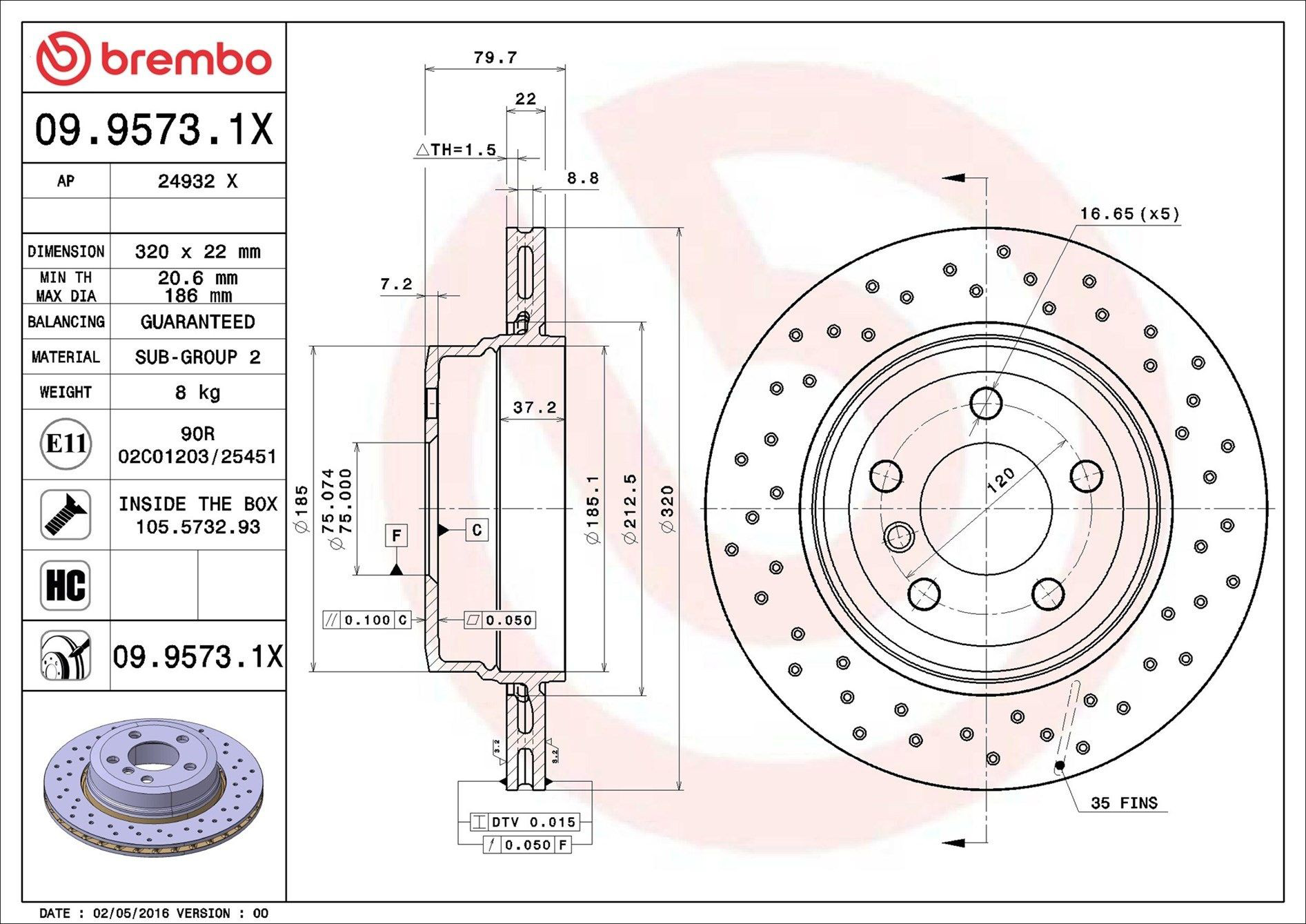 Задні дискові гальма Brembo 0995731X ціна, від 69.05 USD