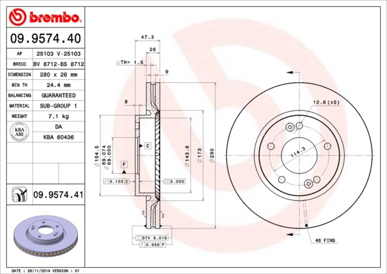 Купити 09957440 Brembo Ротор гальмівний