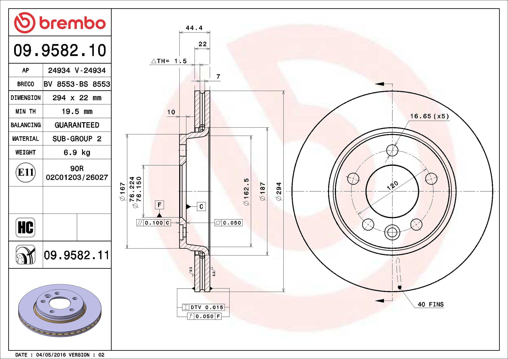 09958210 Brembo Дискові гальма