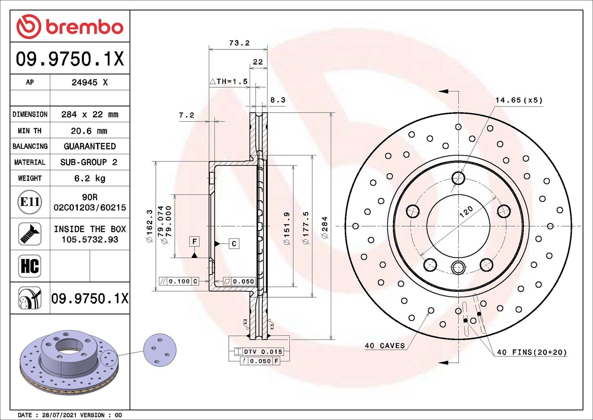 0997501X Brembo Гальмо дискове переднє
