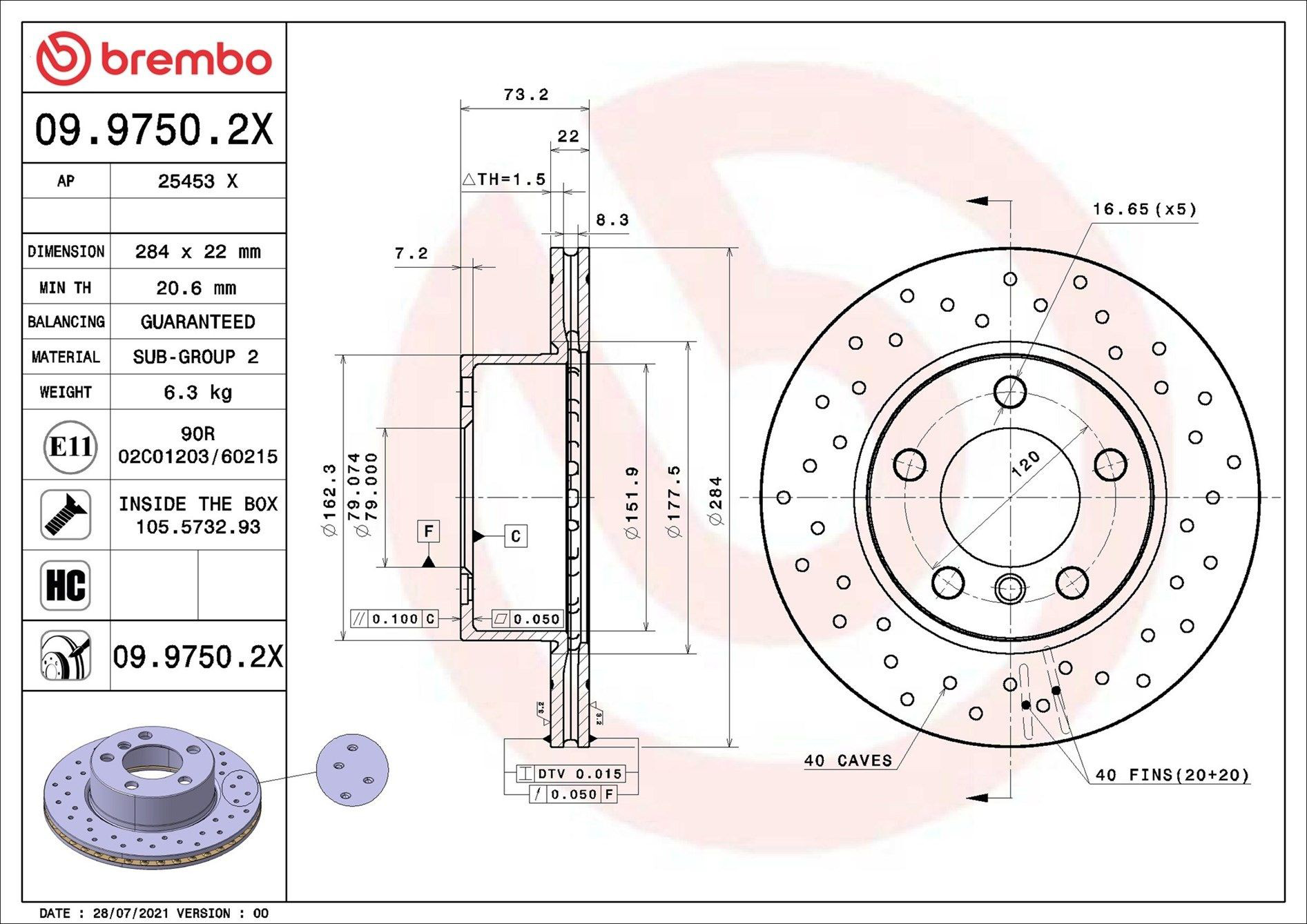 0997502X Brembo Гальмо дискове переднє