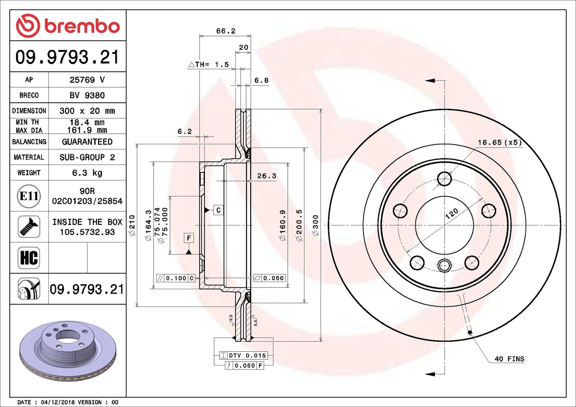 Задні дискові гальма Brembo 09979321 ціна, від 55.36 USD