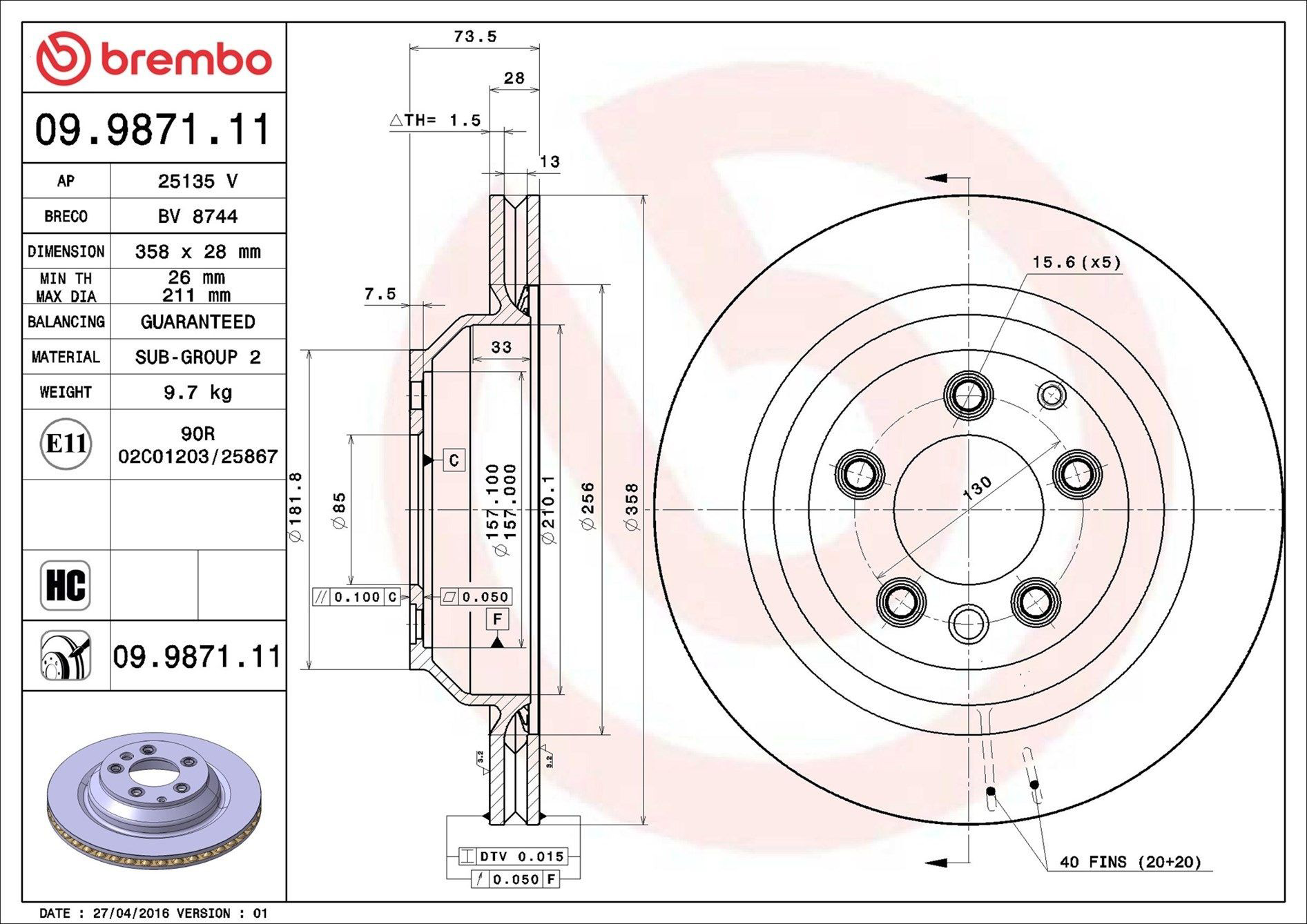 Задні дискові гальма Brembo 09987111 ціна, від 97.68 USD
