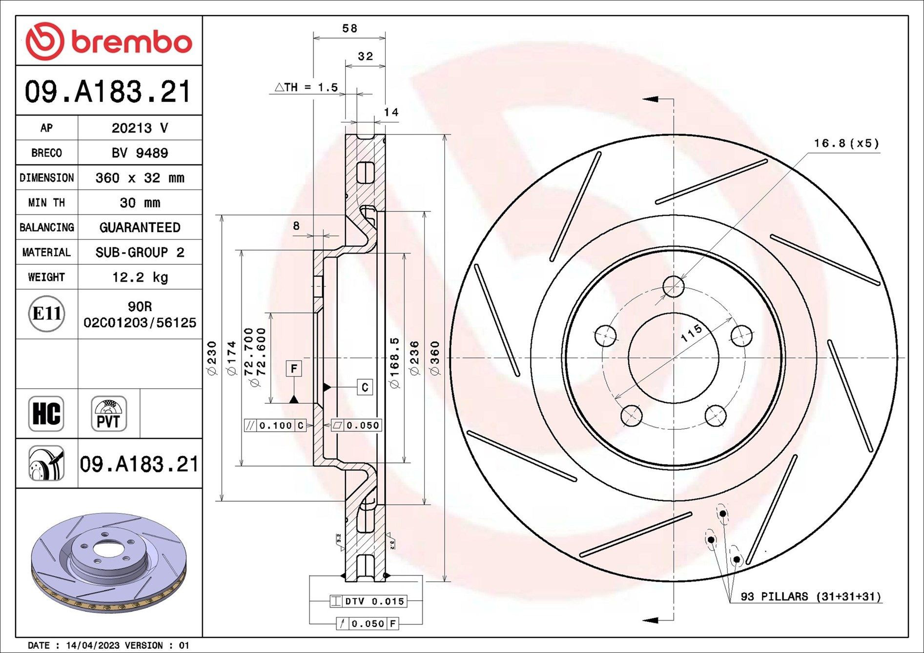 Купити 09A18321 Brembo Ротор гальмівний
