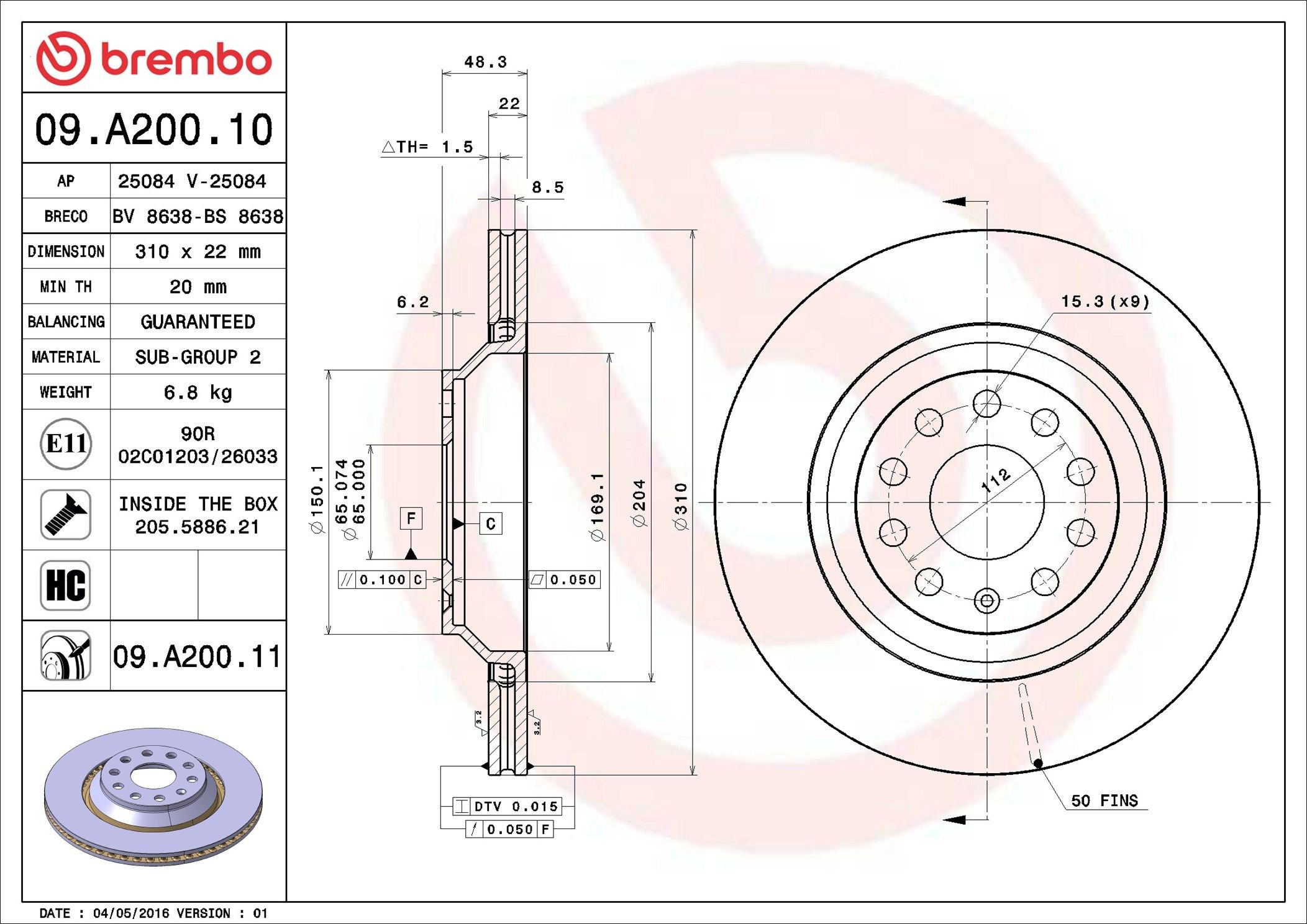 Задні дискові гальма Brembo 09A20011 ціна, від 57.26 USD