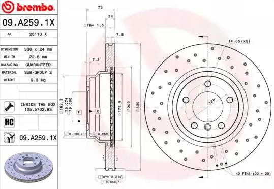 09A2591X Brembo Гальмо дискове переднє