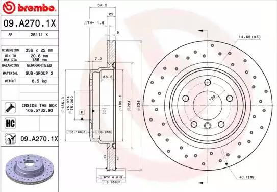 Гальмівні диски 09A2701X Brembo