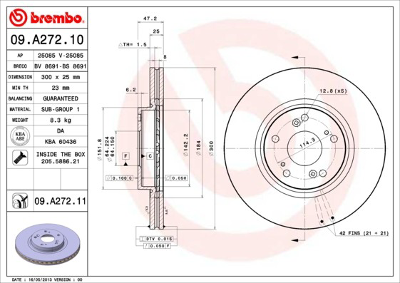 09A27211 Brembo Гальмо дискове переднє