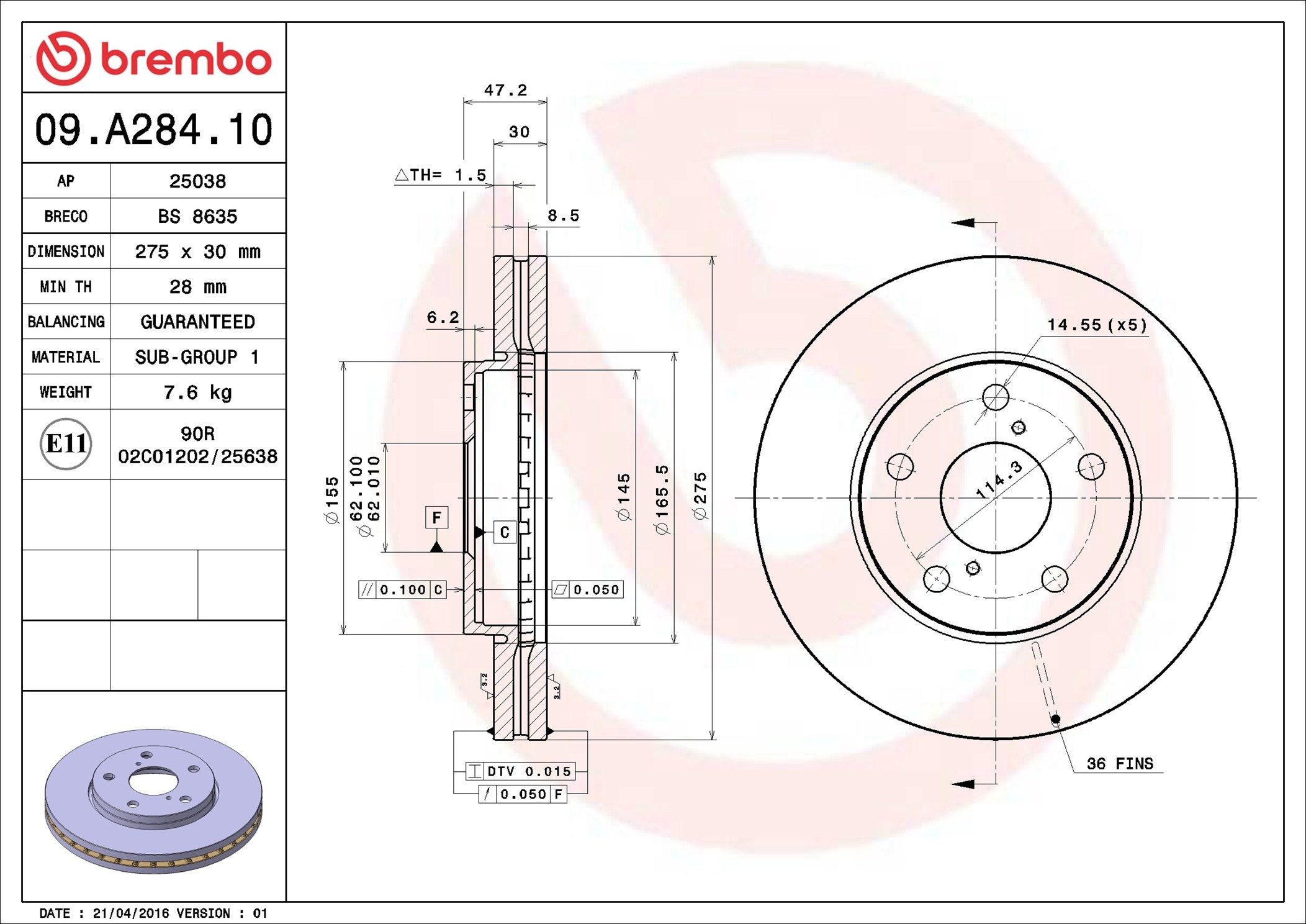 Диск переднього гальма Toyota 4351217090 ціна, від 44.22 USD