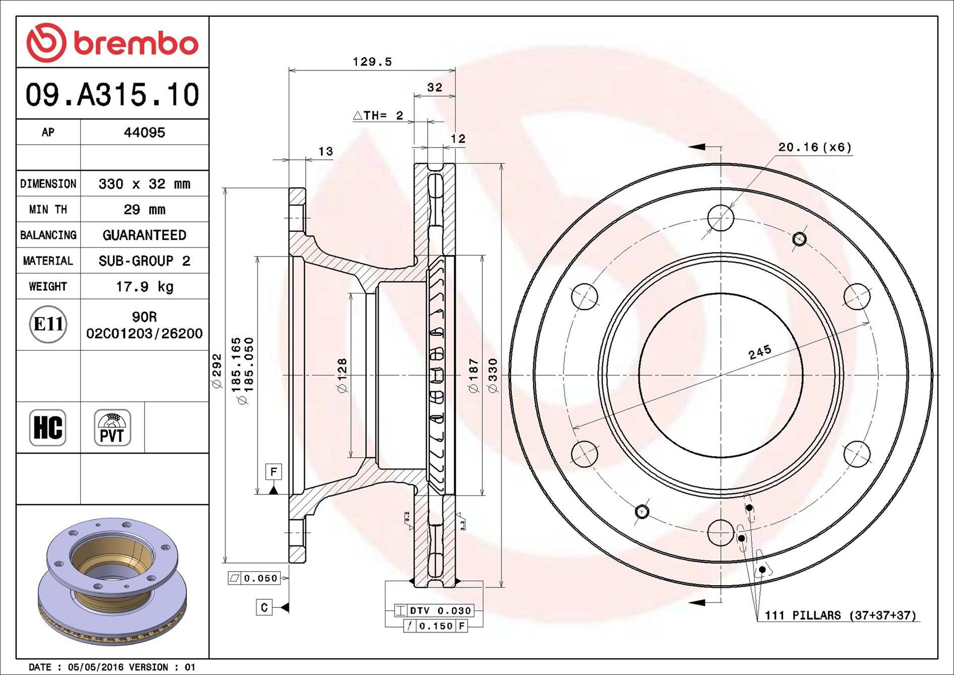 Диск переднього гальма Brembo 09A31510 ціна, від 96.23 USD