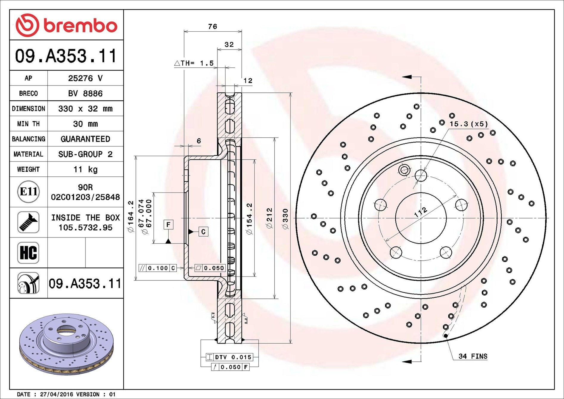 Гальмівні диски передні 09A35311 Brembo