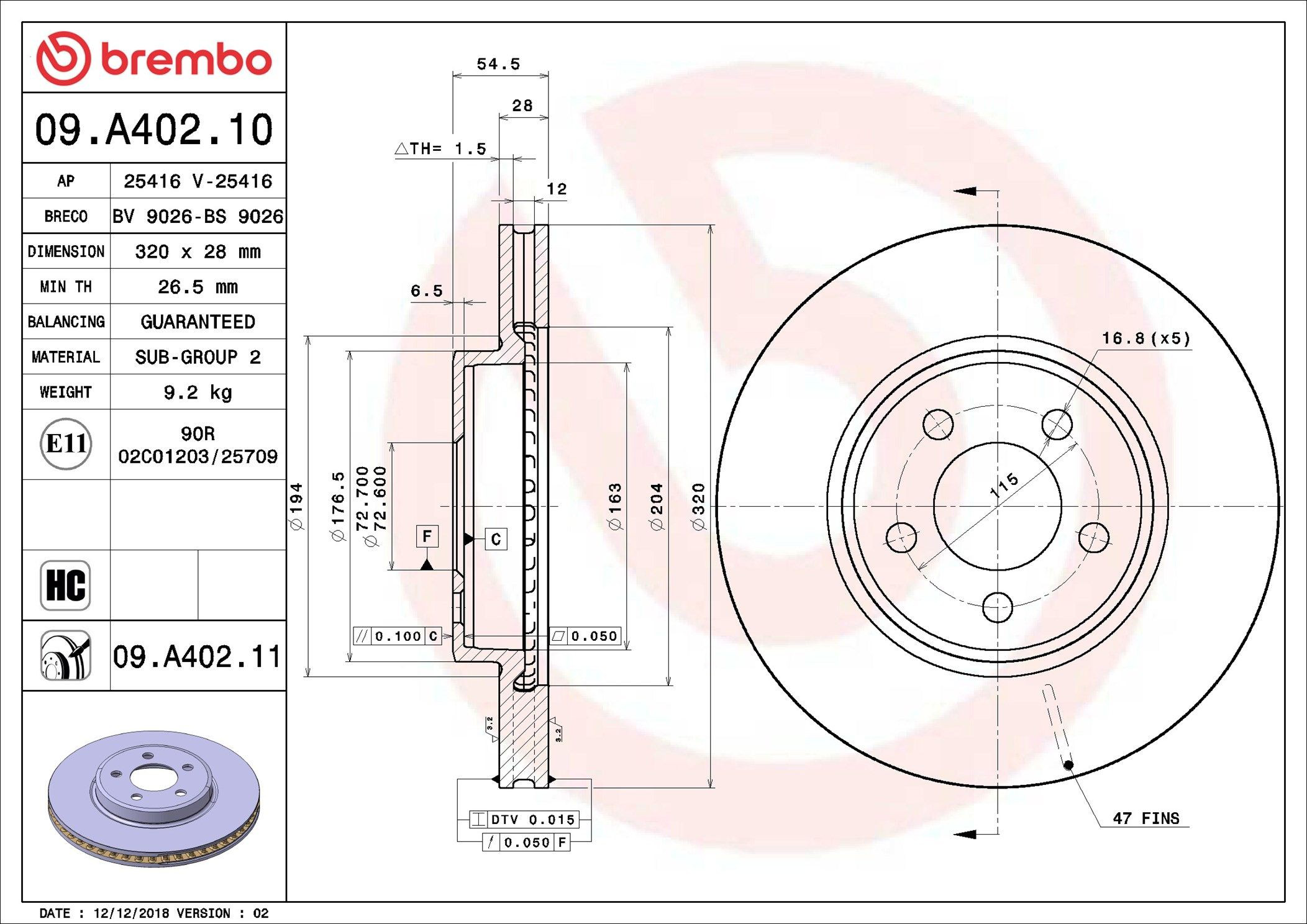 Гальмівні диски передні 09A40211 Brembo