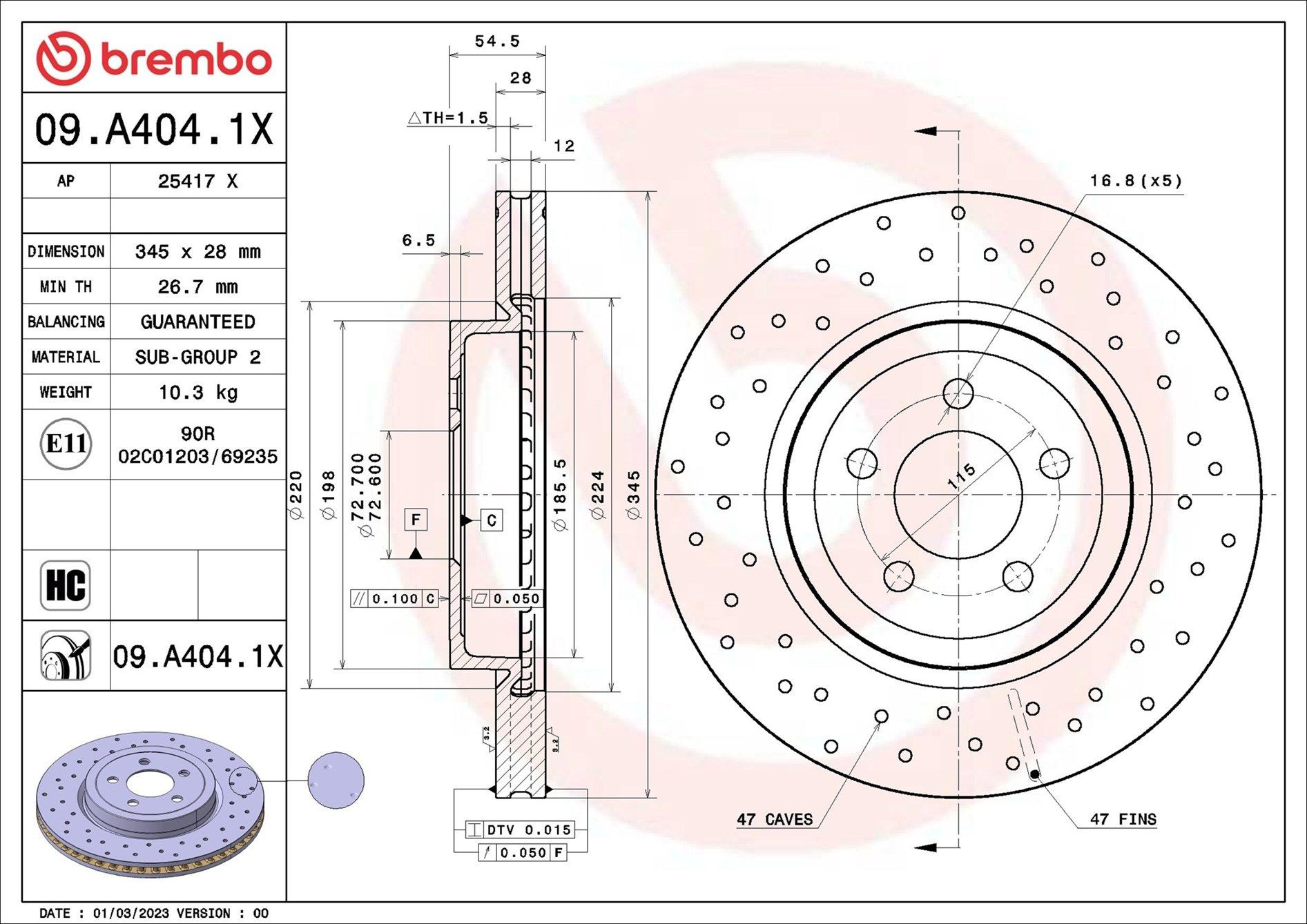 09A4041X Brembo Гальмо дискове переднє
