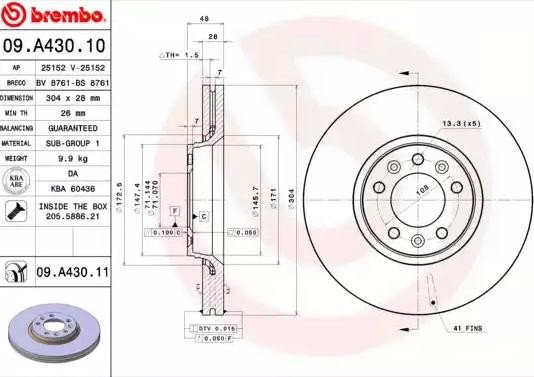 Гальмівні диски передні 09A43011 Brembo