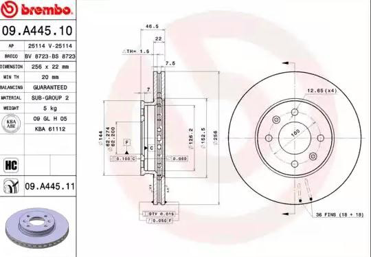 Купити 09A44511 Brembo Ротор гальмівний