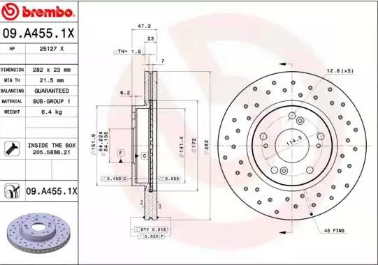Гальмівні диски передні 09A4551X Brembo