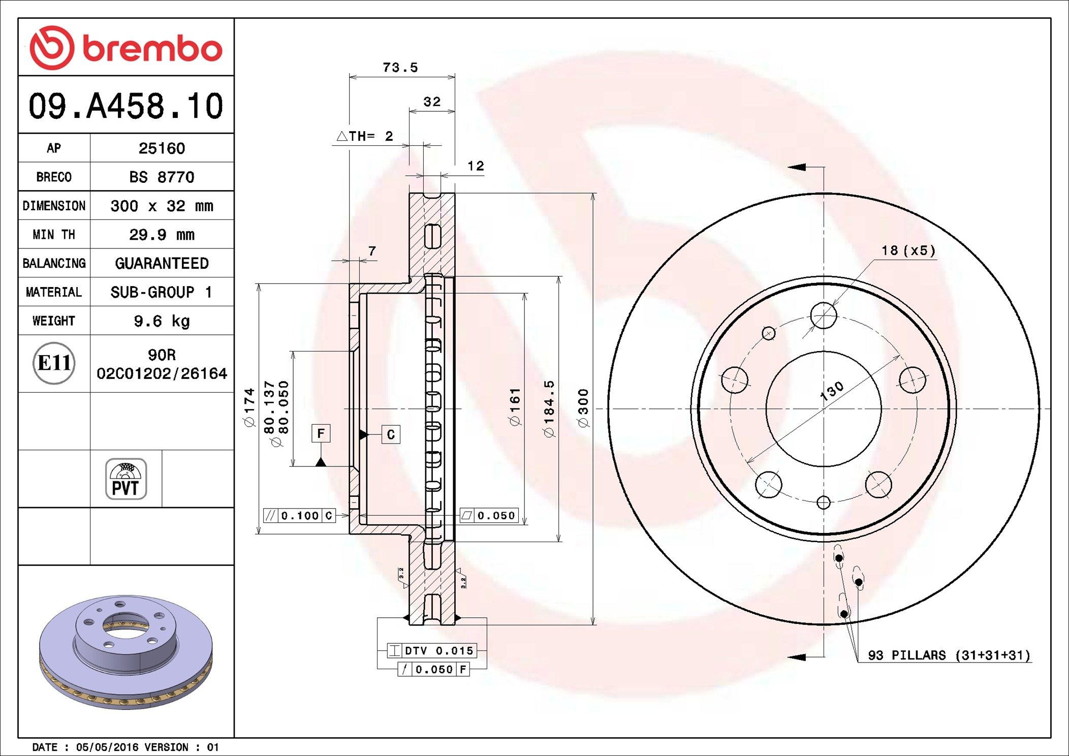 Диск переднього гальма Brembo 09A45810 ціна, від 66.43 USD