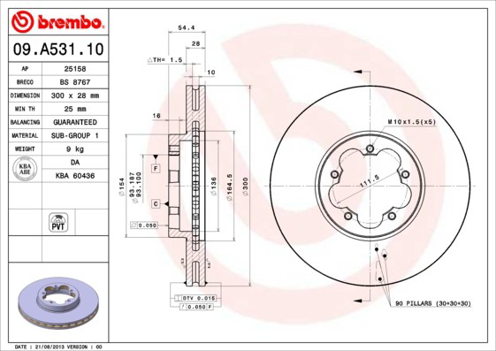 Гальмівні диски передні 09A53110 Brembo