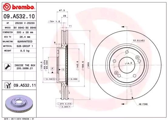 Купити 09A53210 Brembo Ротор гальмівний