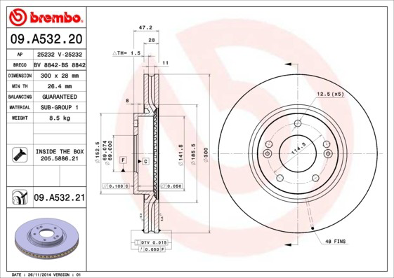 09A53221 Brembo Гальмо дискове переднє