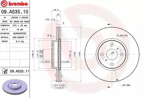 Гальмівні диски передні 09A53511 Brembo